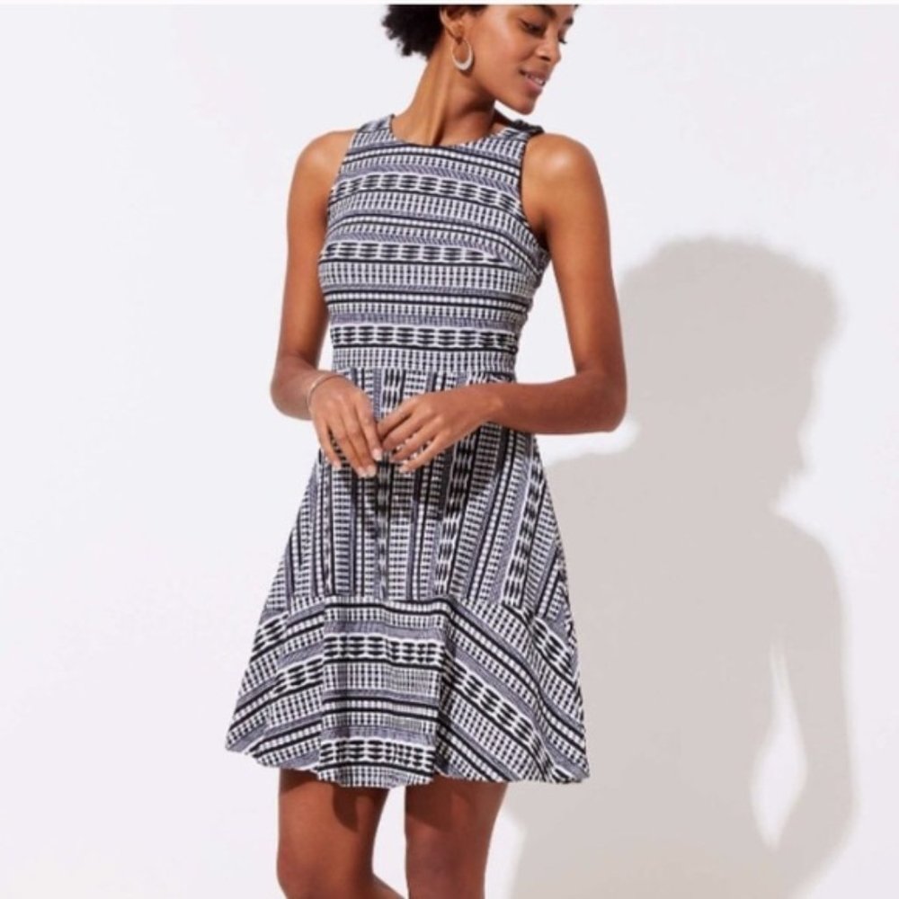 Loft sleeveless black & white dress